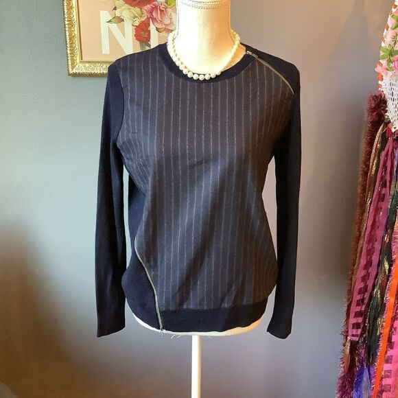 J. Crew Navy Wool Crew Neck Sweater - Picture 1 of 6